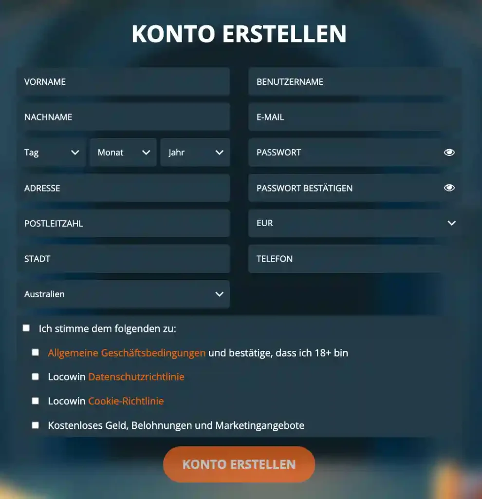 Locowin Registrierung